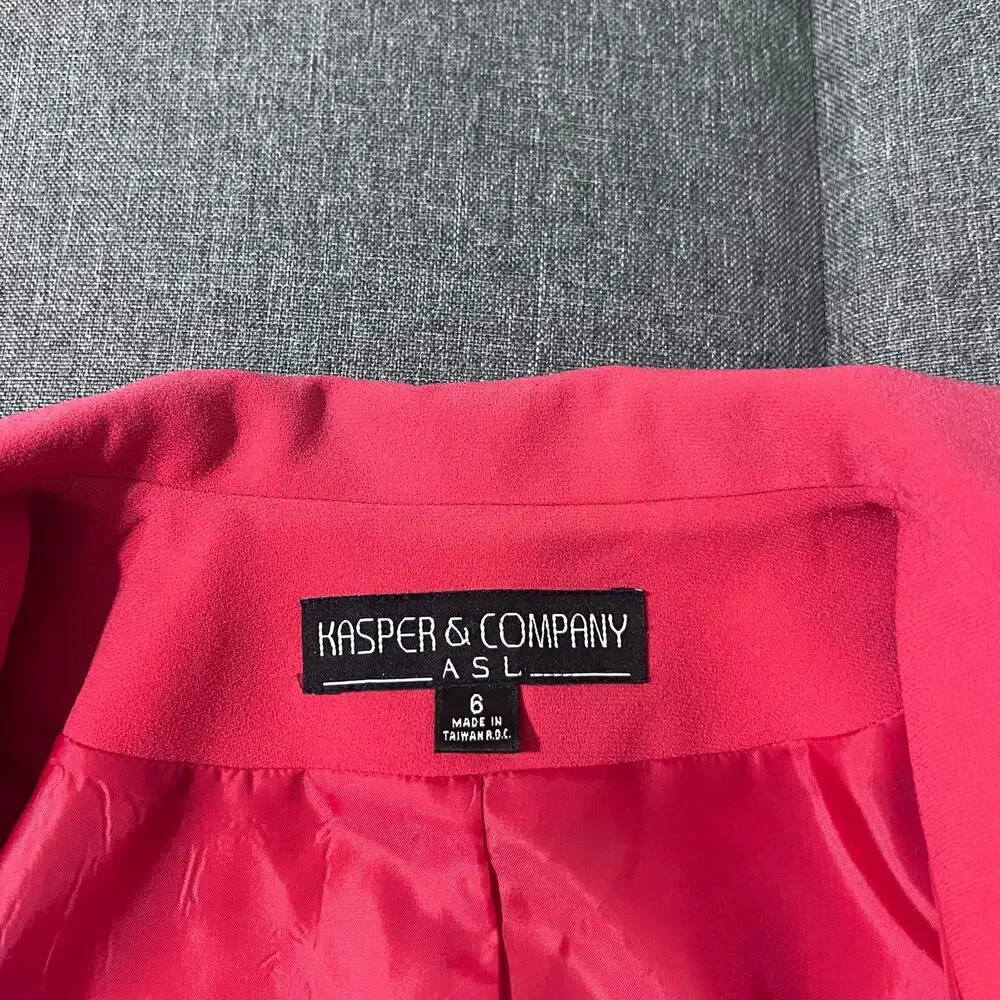 Kasper Company ASL Jacket Women 6 Red Full Zip‎ Blazer Business Office Career